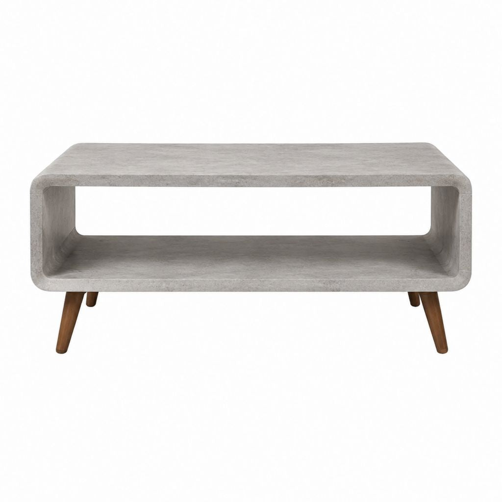 Couchtisch Grau Faserbeton Massivholz rechteckig 100 x 60 x 45 cm