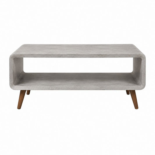 Couchtisch Grau Faserbeton Massivholz rechteckig 100 x 60 x 45 cm