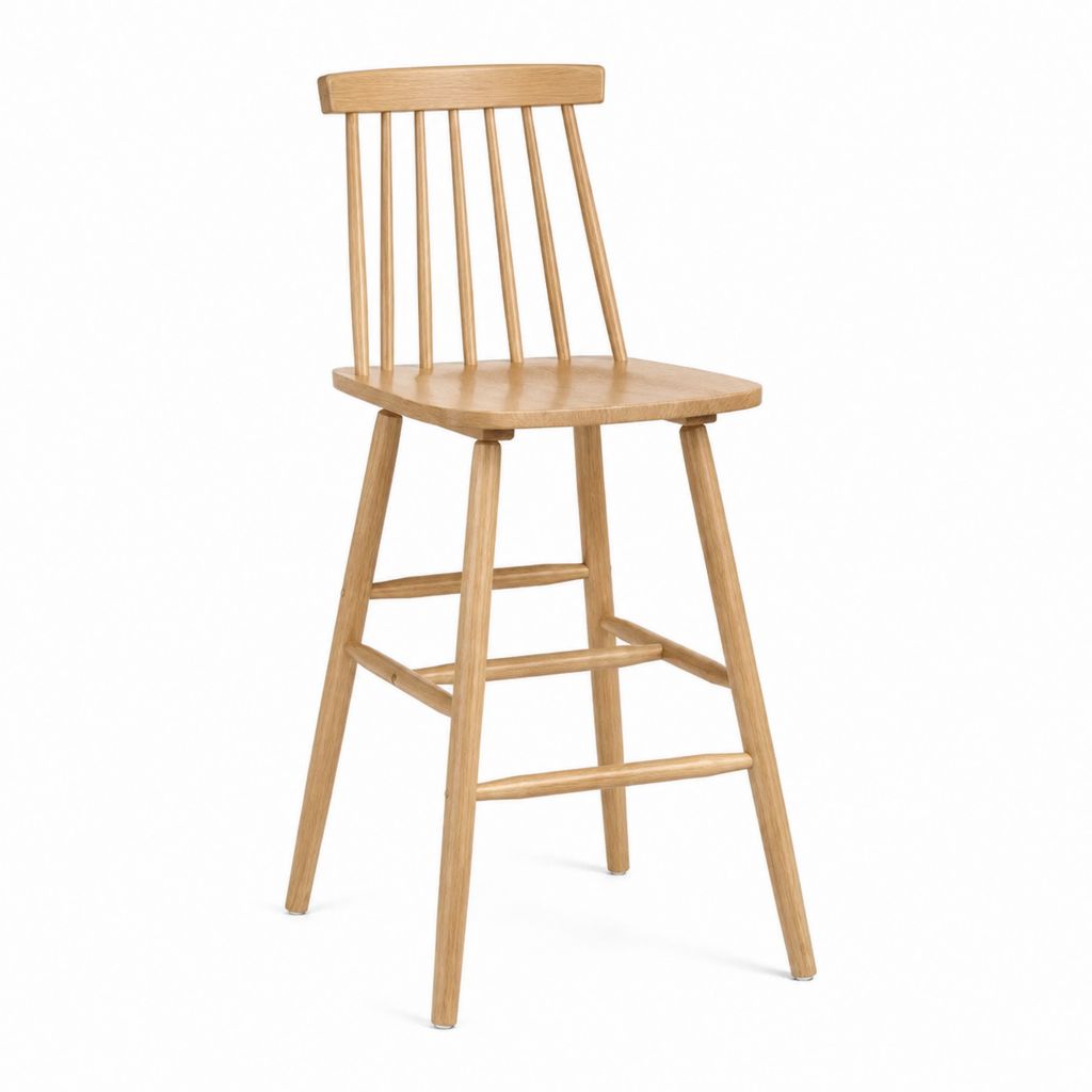 Barhocker mit Rückenlehne Natur Eichen-Massivholz 48 x 48 x 103 cm Sitzhöhe 75 cm