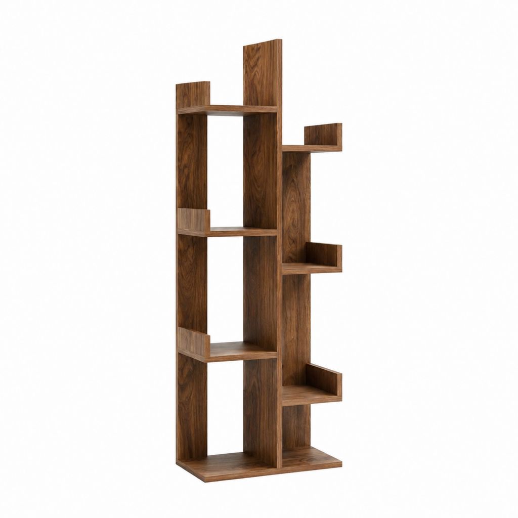 Bücherregal Walnussbraun aus Spanplatte asymmetrisch 80 x 24 x 180 cm