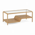 Couchtisch Eiche Klarglas rechteckig mit Ablage 120 x 60 x 45 cm