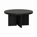 Couchtisch rund Schwarz MDF mit Eichenfurnier Ø 90 cm Höhe 40 cm