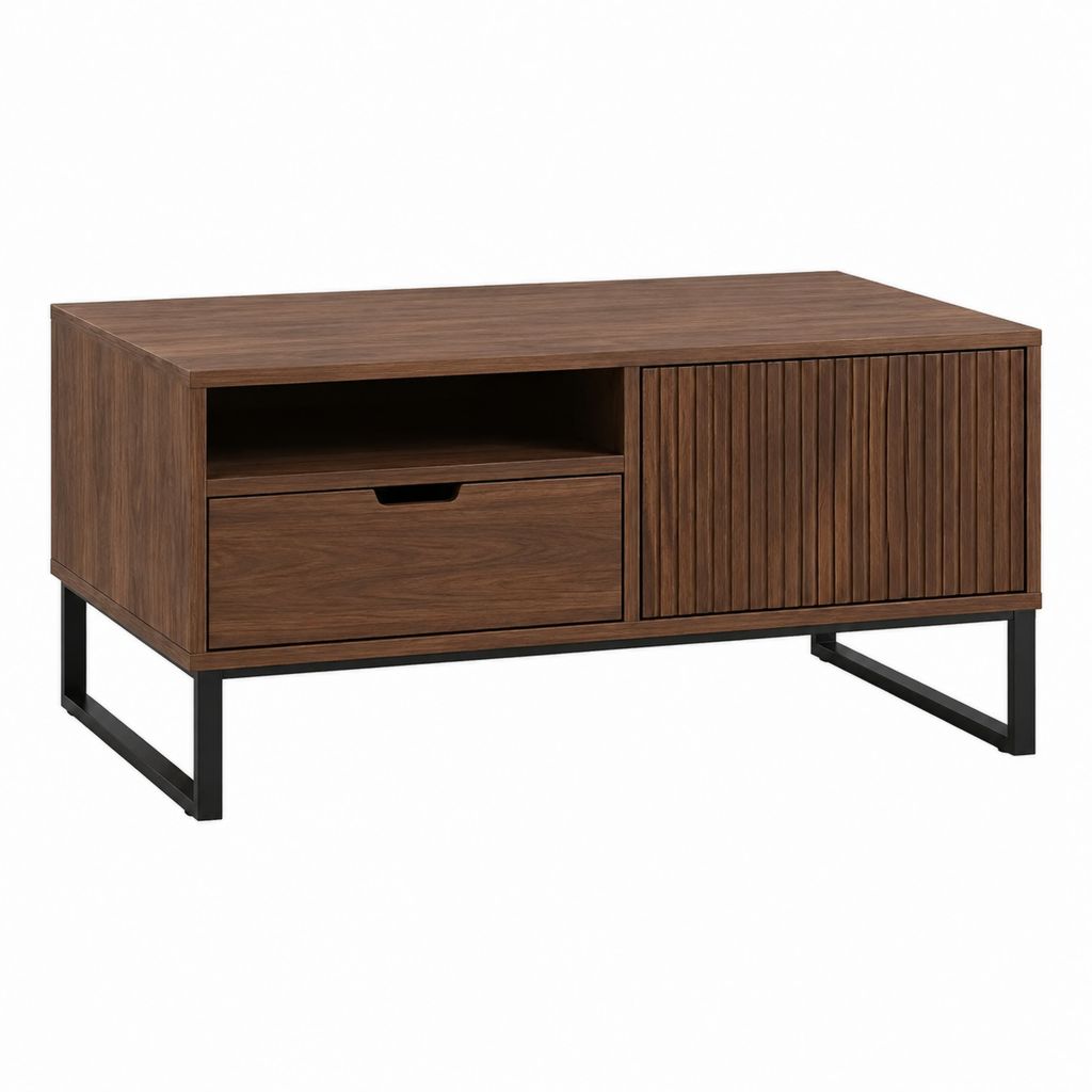Couchtisch mit Stauraum Nussbraun Spanplatte Rechteckig 100 x 60 x 45 cm
