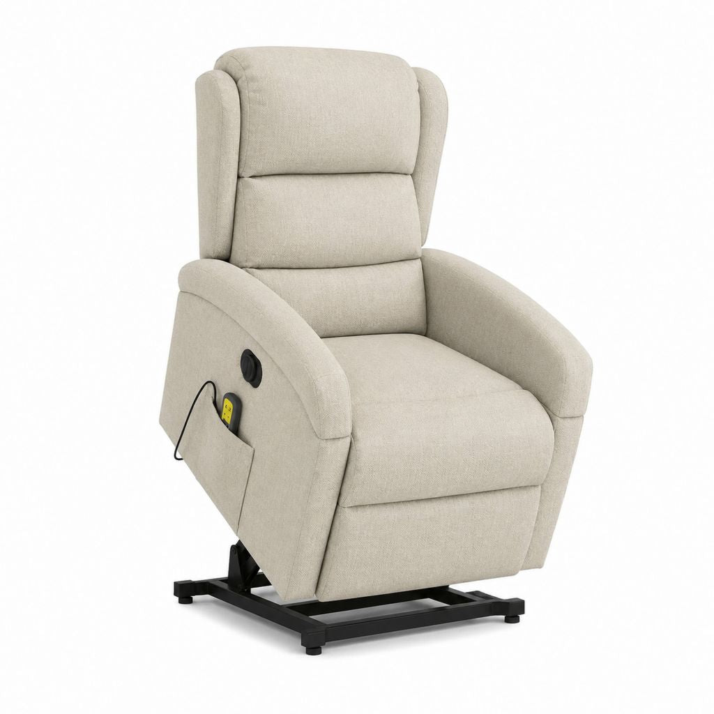 Elektrischer Aufstehsessel mit Liegefunktion Beige Polyester Hochlehner 84 x 98 x 105 cm