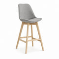 Barhocker Grau mit Polyesterbezug und Massivholzgestell 45 x 52 x 100 cm Sitzhöhe 75 cm