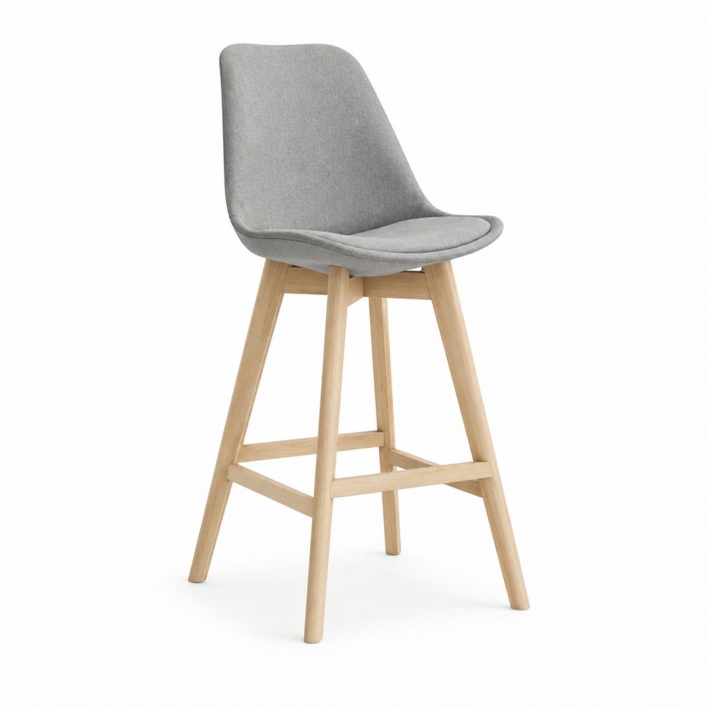 Barhocker Grau mit Polyesterbezug und Massivholzgestell 45 x 52 x 100 cm Sitzhöhe 75 cm