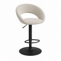 Barhocker höhenverstellbar Beige mit Polyesterbezug und Stahlgestell 50 x 52 x 90-112 cm