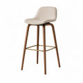 Barhocker mit Rückenlehne Beige Polyesterbezug Massivholzgestell 49 x 52 x 105 cm