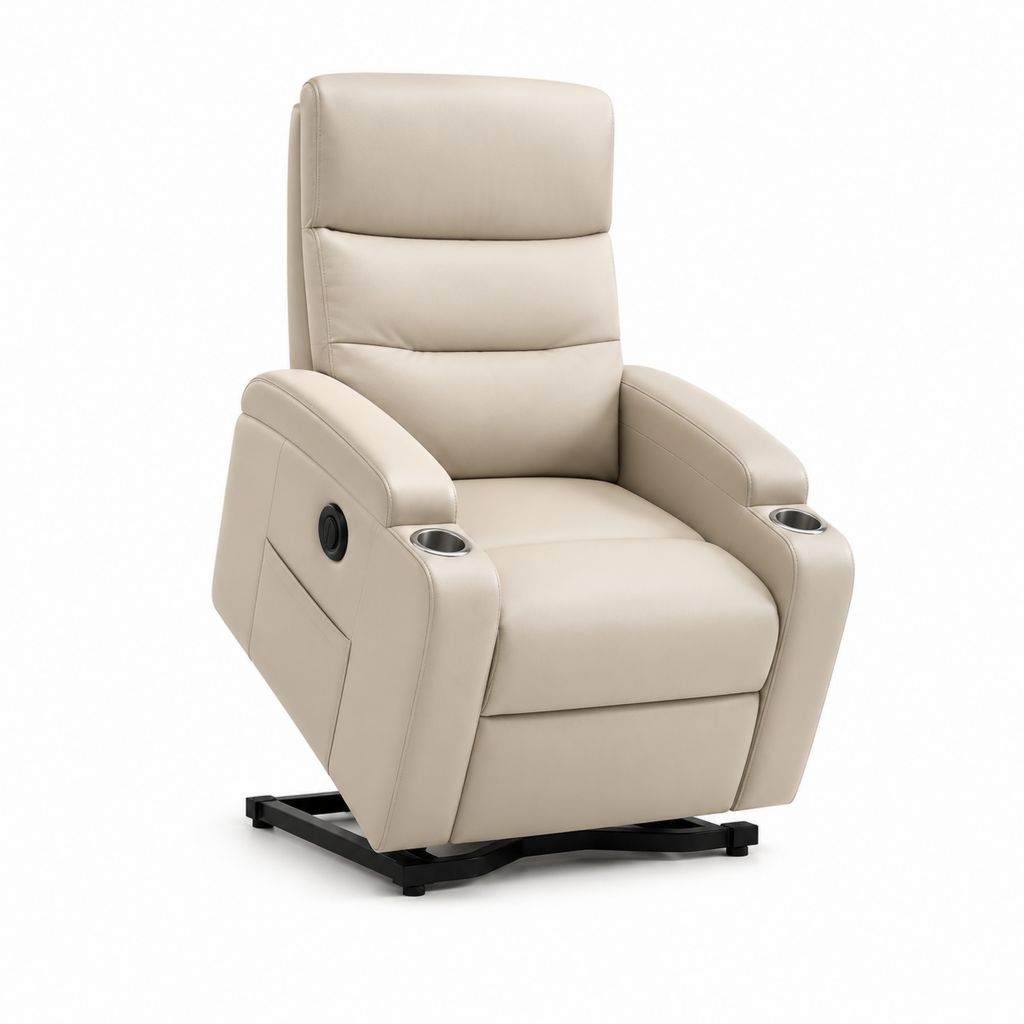 Relaxsessel mit Liegefunktion beige PU-Kunstleder 90 x 92 x 104 cm