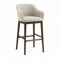 Barhocker mit Armlehnen Beige Polyesterbezug Massivholzgestell 51 x 55 x 100 cm Sitzhöhe 75 cm