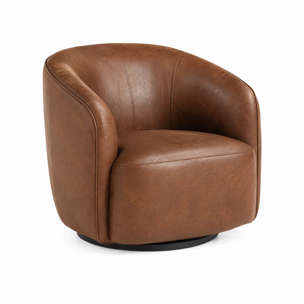 Drehsessel Braun aus PU-Kunstleder rund 78 x 75 x 76 cm