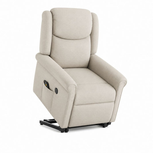 Elektrischer Aufstehsessel Relaxsessel Beige Polyester Hochlehner 86 x 94 x 105 cm