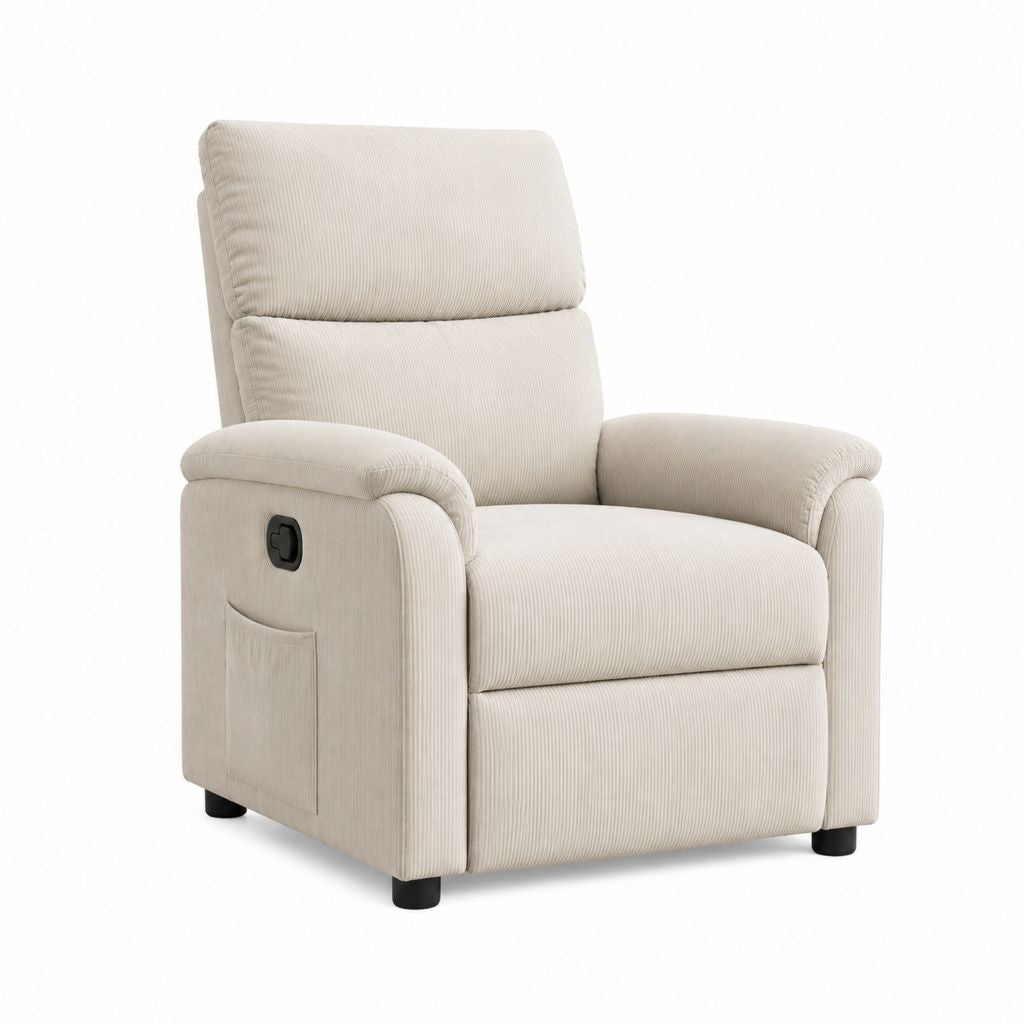 Relaxsessel mit manueller Liegefunktion Creme 100% Polyester-Cord 88 x 92 x 104 cm