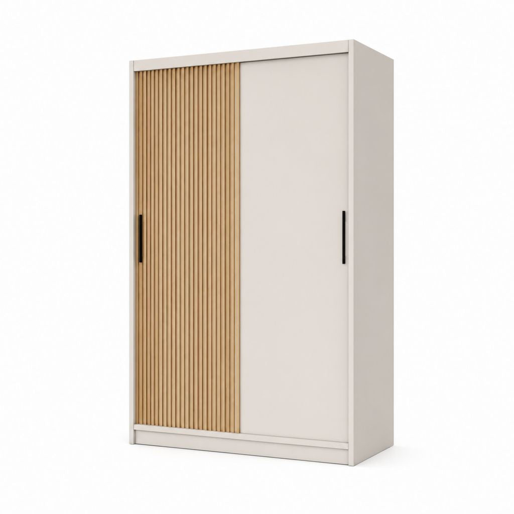 Schwebetürenschrank Weiß Natur MDF rechteckig 120 x 60 x 200 cm