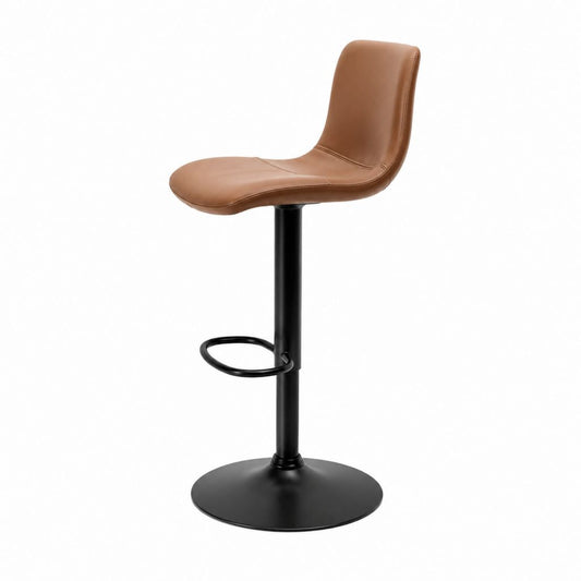 Barhocker mit Rückenlehne Cognacbraun PU-Kunstleder Stahl Rundfuß 48 x 52 x 94 cm