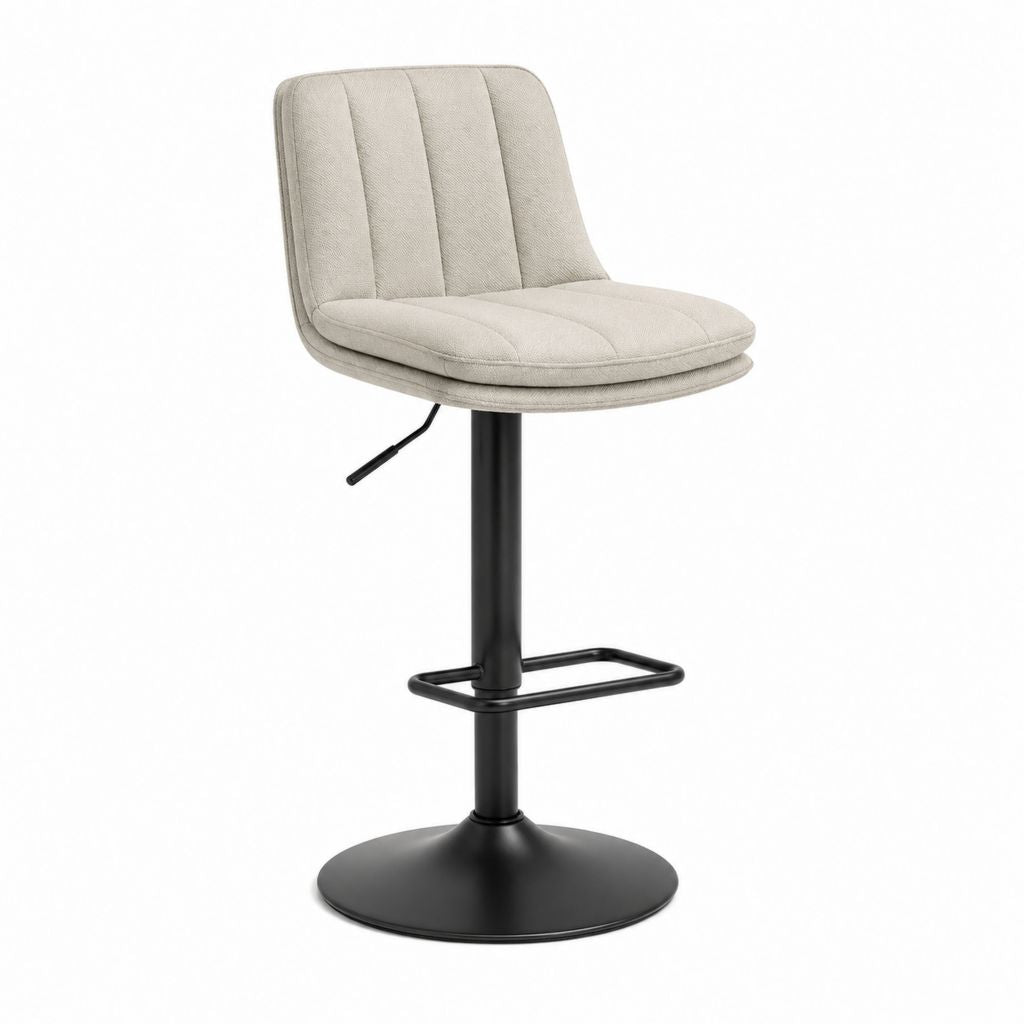 Barhocker höhenverstellbar Beige Polyester mit schwarzem Stahlgestell 50 x 52 x 89-110 cm