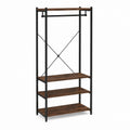 Offener Kleiderschrank mit Kleiderstange und 3 Ablagen Braun Schwarz Stahl MDF 100 x 40 x 180 cm