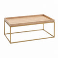 Couchtisch rechteckig Natur Gold mit Eichenfurnier und Stahlgestell 100 x 60 x 45 cm