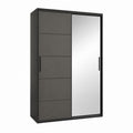Schwebetürenschrank Schwarzgrau Spanplatte Glas rechteckig 120 x 200 x 60 cm