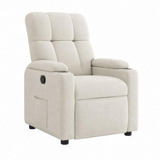 Manueller Relaxsessel Fernsehsessel Creme Polyester mit Liegefunktion 89 x 94 x 101 cm