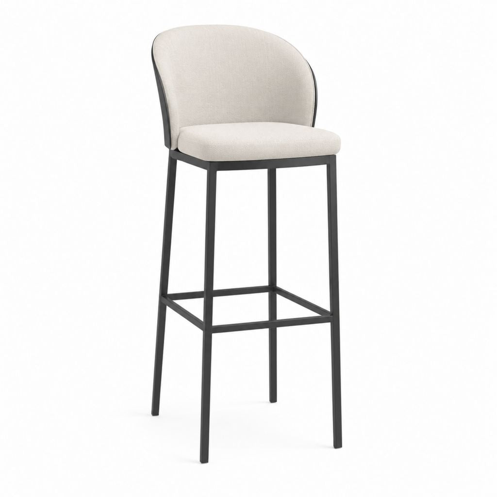 Barhocker mit Rückenlehne Beige Polyester Stahl 49 x 55 x 105 cm Sitzhöhe 75 cm
