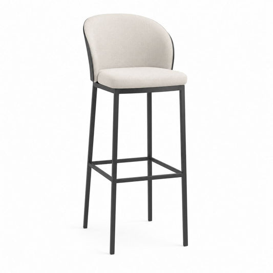 Barhocker mit Rückenlehne Beige Polyester Stahl 49 x 55 x 105 cm Sitzhöhe 75 cm