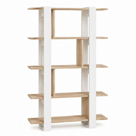 Bücherregal Standregal rechteckig Weiß Eiche-Dekor Spanplatte 120 x 30 x 180 cm
