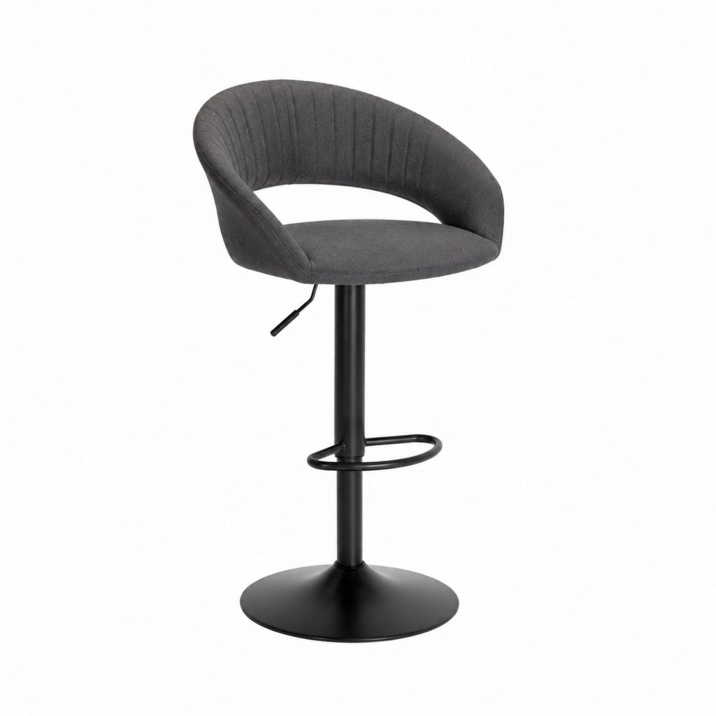 Barhocker mit Armlehnen dunkelgrau Polyester-Samt höhenverstellbar 54 x 52 x 91-112 cm
