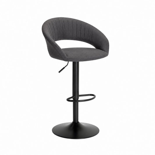 Barhocker mit Armlehnen dunkelgrau Polyester-Samt höhenverstellbar 54 x 52 x 91-112 cm